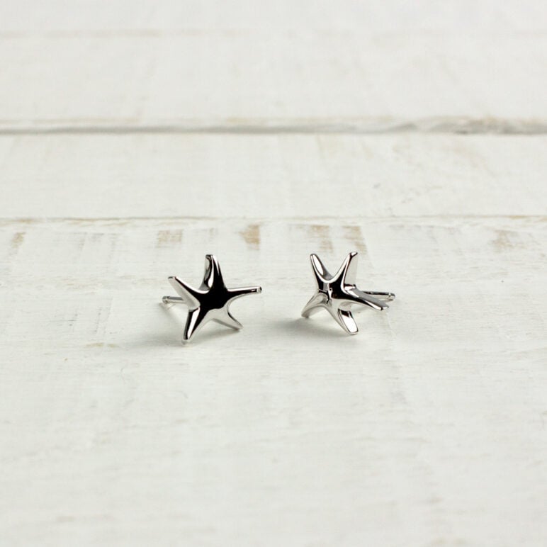 Silver Starfish Stud Earrings