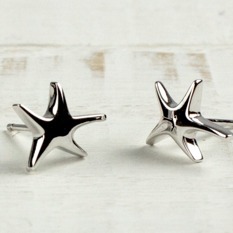 Silver Starfish Stud Earrings