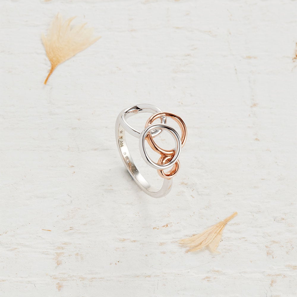 Rose Gold Silver Circles Ring