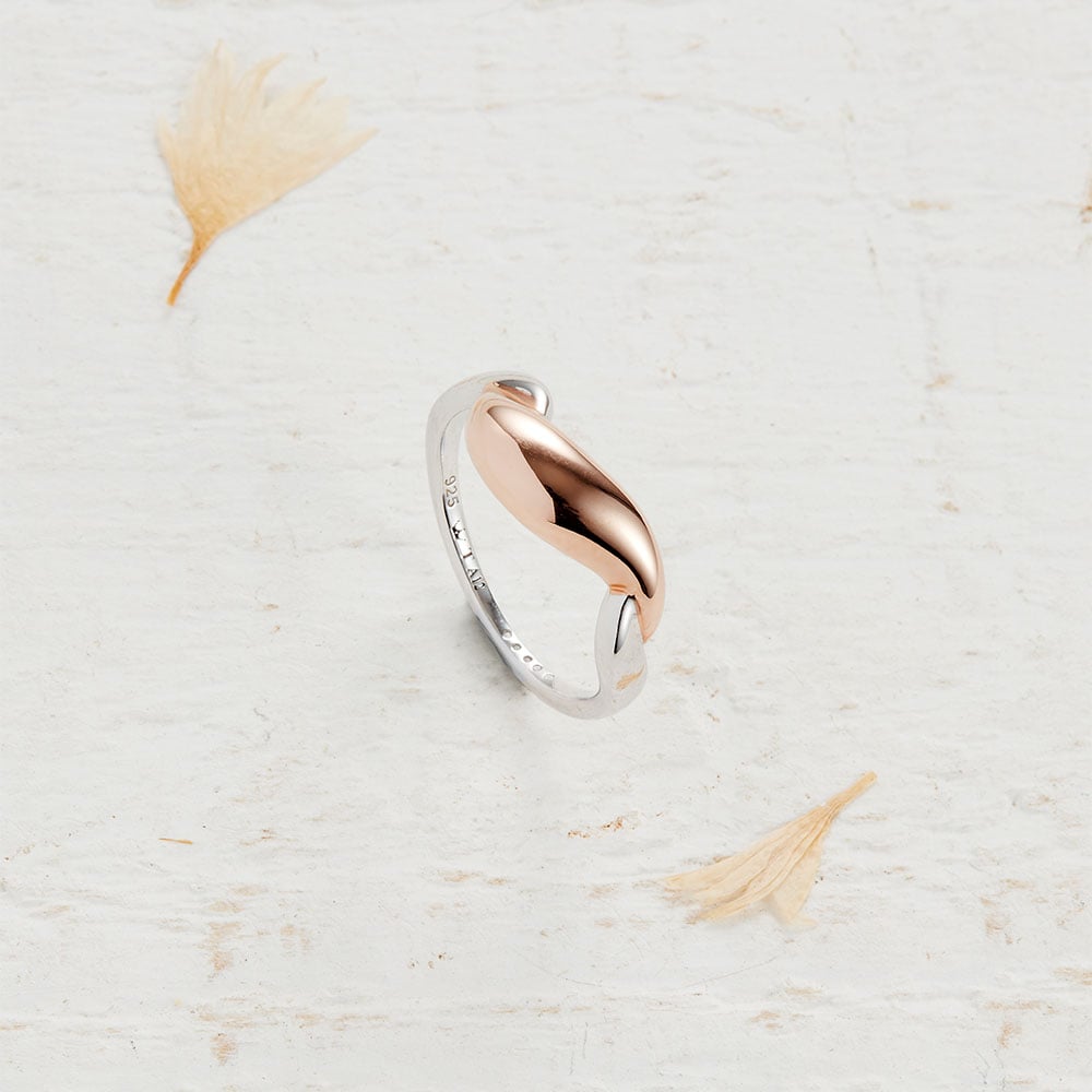 Rose Gold Silver Twist Ring