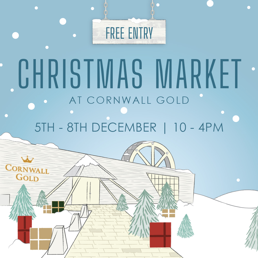 graphic showing Cornwall Gold Christmas market coming soon