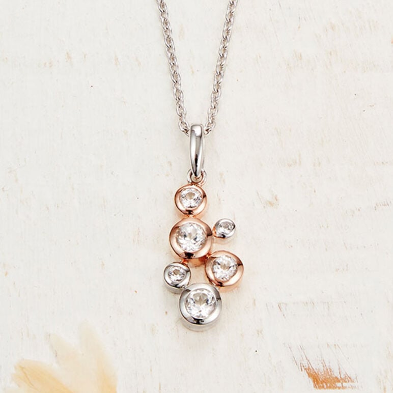 Silver and Rose Gold Bubble Drop Pendant