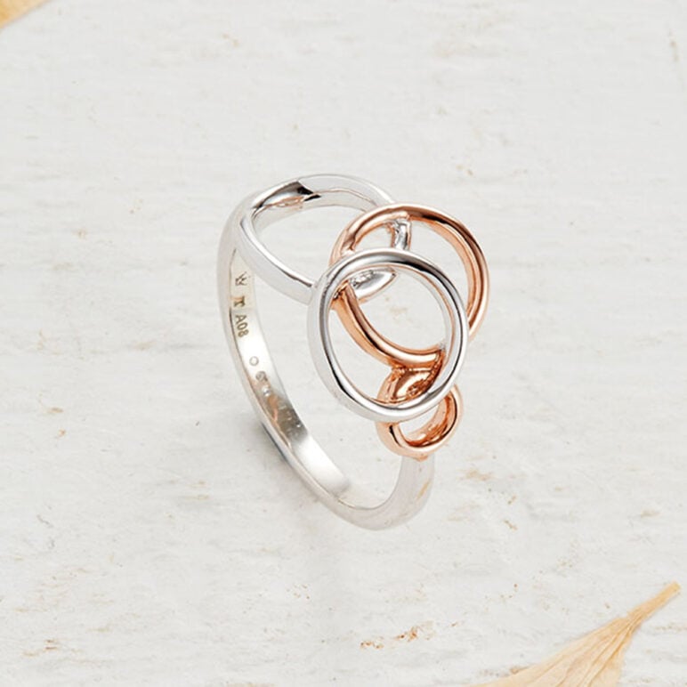 Silver and Rose Gold Circles Ring