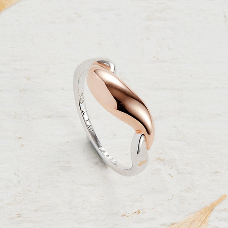 Silver and Rose Gold Twist Ring